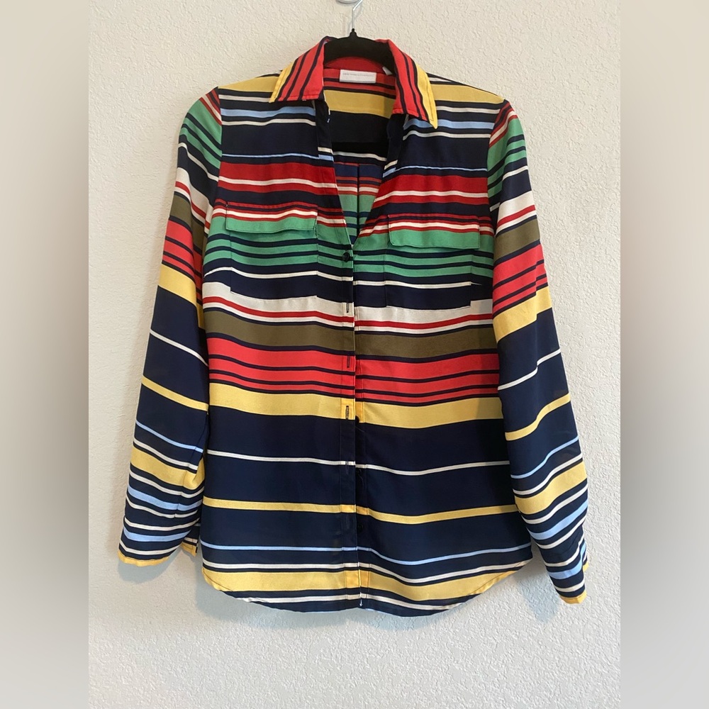 New York & Company Women’s Striped Button-Down Blouse - XS